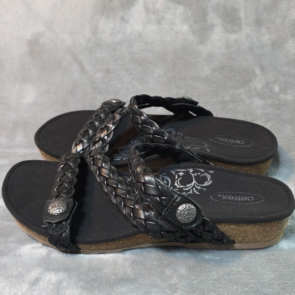 Aetrex Josie Black Braided Leather Size 8 Style 218464 - Picture 2 of 6